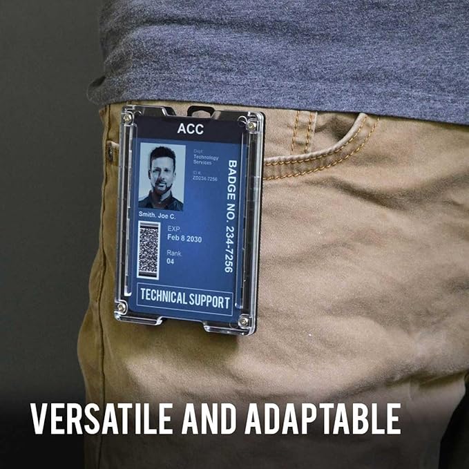 GOVO T4 Badge Holder/Wallet - Durable Polycarbonate ID/Credit Holder with Metal Clip and 4 Cards Slot (Holds 1 to 4 Cards) (Tan)