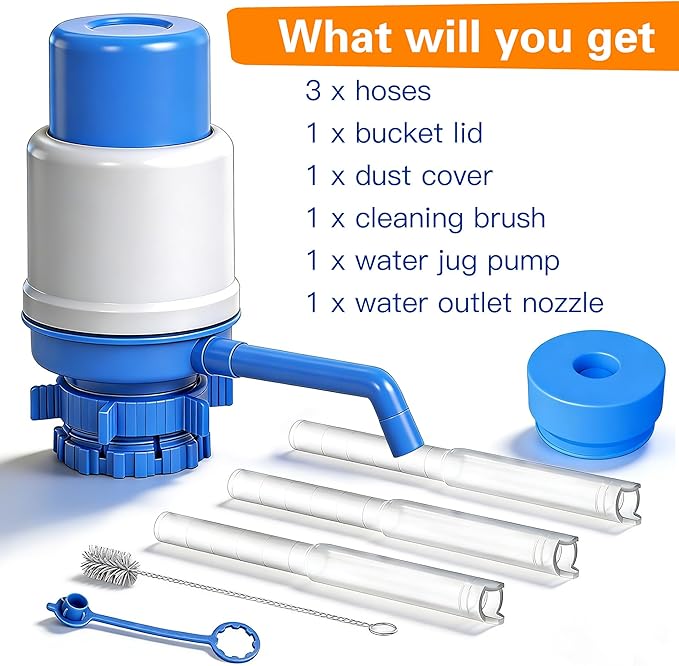 Gofriipai Water Pump for 5 Gallon jug,Universal 5 Gallon Water Dispenser,Manual Water jug Pump Fits 2-5-Gallon Jugs for Crown Top and Screw Top Jugs