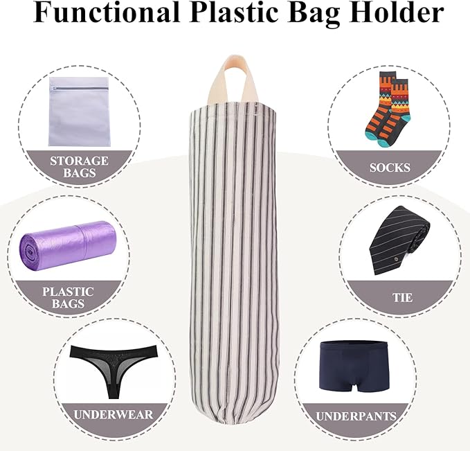 TOGETRUE Plastic Bag Holder, Wall Mount Grocery Bag Holder, Reusable Trash Bags Organizer for Home Kitchen Pantry Decor (Black)