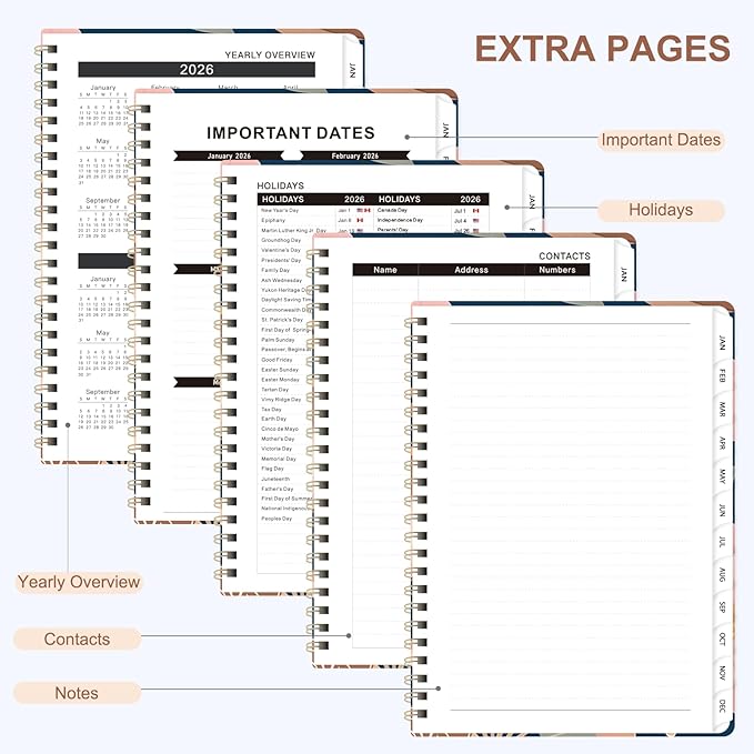 2026 Planner, Weekly and Monthly Calendar Academic Planner, Jan 2026 - Dec 2026, Planning Agenda Book for Desk Accessories and School Supplies - A5 (6.3'' x 8.5'')