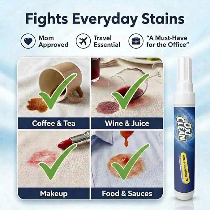 OxiClean On The Go Stain Remover Pen, 0.74 Fl Oz – Instant Travel Stain Cleaner for Clothes, Food, Wine, Coffee, Makeup, Portable & Easy Use