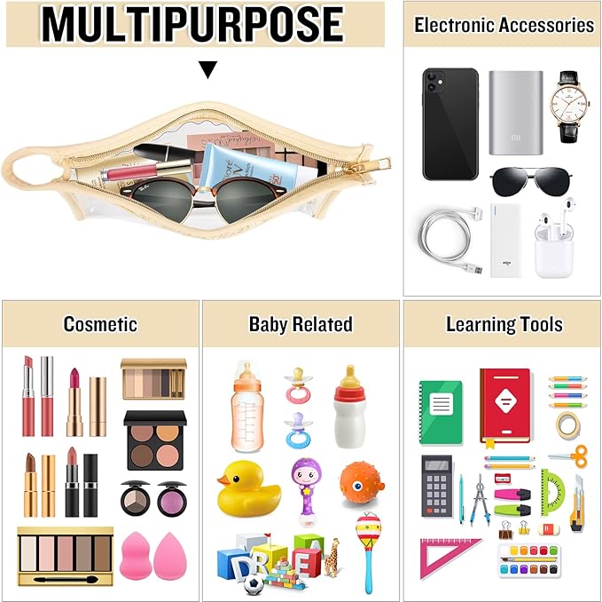 Boho Clear Makeup Letter Patch Makeup Bag MAMA Pouch, Clear Toiletry Bag Travel Small Cute Preppy Letter Cosmetic Zipper Purse, Transparent PVC Waterproof Diaper Bag Organizing Pouches for Women(MAMA)