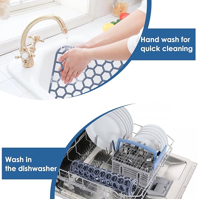 Silicone Sink Protector for Kitchen Sink - 18.3''x12.5'' Kitchen Grid Accessory, Non-slip Heat Resistant Grid Dry Mat for Bottom of Porcelain Stainless Steel, Dishwasher Safe