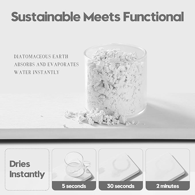 Razborci 2PCS Bathroom Sink Trays, Water Absorbing Diatomite Stone Quick Drying Mat for Kitchen Counter, Dish Rack Soap Dispenser Sponge Holder Caddy Vanity Organizer, White, 9"x3.5"