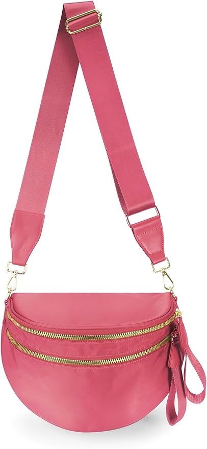 FEIBOON Spacious Nylon Crossbody Bag Bum Bag Handbags Wallets Purses Trendy Shoulder Bag for Women