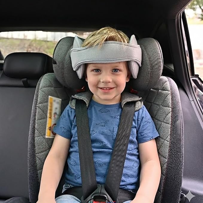 Car Head Support Toddle Car Neck Relief Baby Child Car Seat Adjustable Head and Neck Support Band - A Comfortable Sleep Solution, Gray
