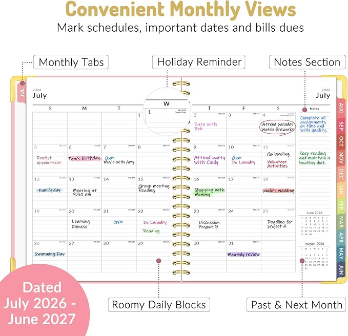 Forvencer Academic Planner 2026-2027, Hardcover Calendar Planner Weekly & Monthly, July 2026 - June 2027, 8.5" x 11", Daily Agenda with Tabs, College School Organizer for Student Teacher, Dark Green