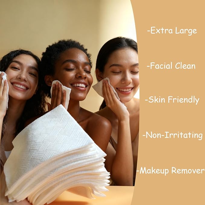 verttech™ Diamond Weave Disposable Face Towels, 50 Count 10"x12" Skin Towel, Ultra Absorbent Facial Cloths, Clean Towels for Face, Makeup Remover Towels