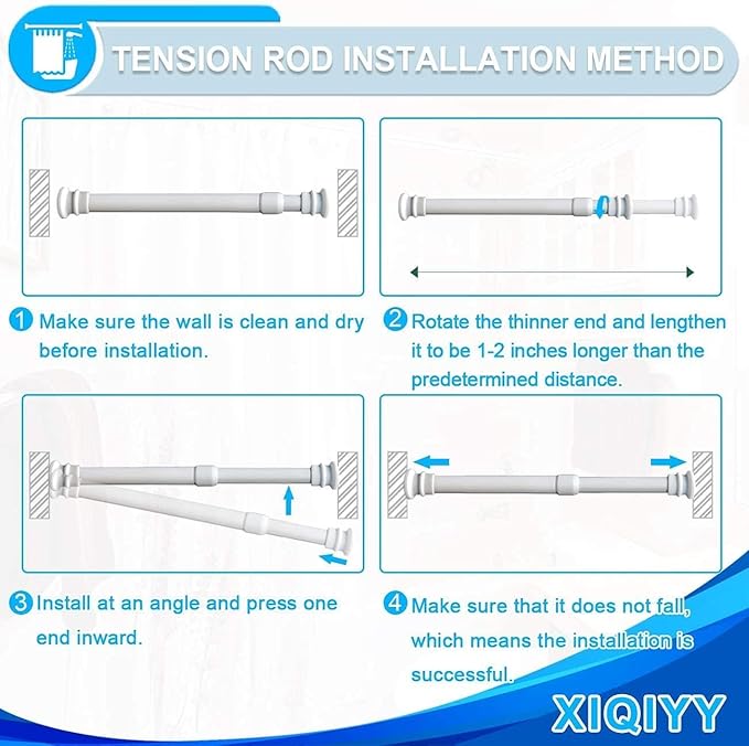 Small Tension Rods 16 to 28 inch ,Adjustable Shower Spring Tension Rod Short for Windows,Closet,Curtain,Doorway,Upgrade Diameter 1 inch,White