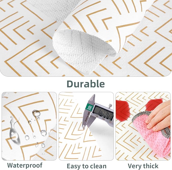 Shelf Liner for Kitchen Cabinets Non Adhesive Drawer Liner Non-Slip Thickened Shelf Liner Paper Strong Easy to Clean for Tool Box Refrigerator with Knife and Tape Measure, Gold Arrow, 17.3 x 354.3 in