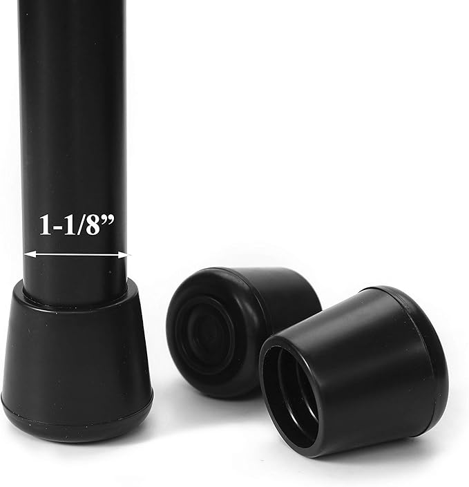 Furnigear Chair Leg Tips Caps Non-Slip Rubber Leg Tips 1-1/8” Inner Diameter Chair Leg Floor Protectors Round Black, 8 Pack