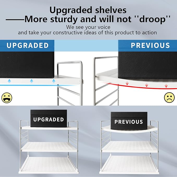 WANCHIY Upgraded Cabinet Organizers and Storage - Divided Compartment Holder for Plastic Bags, Wraps, Foil, Snacks, and Boxes for Kitchen Organization and Storage - Under Sink Organizers and Storage Suitable