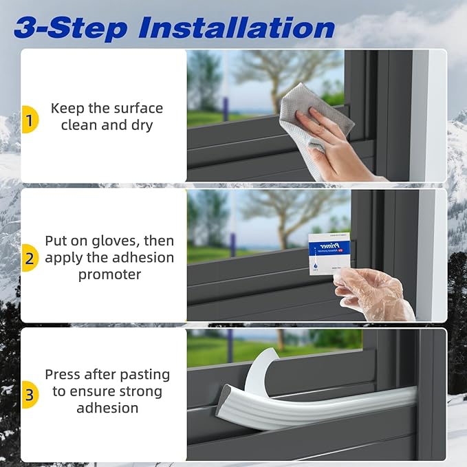 Weather Stripping Door Seal Strip for Door Frame,Window Insulation for Winter,Exterior Doors Soundproofing Gap Filler,Window Sealer Weather Stripping,Foam Windows Draft Stopper (White,3pcs×196")