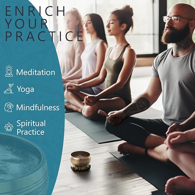 Handmade Tibetan Etched Singing Bowl Set with Case – Meditation Bowl & Sound Bowl with Cushion, Mallet & Guide – Handmade Himalayan Bowls – Bronze Singing Bowls – Spiritual Healing Products