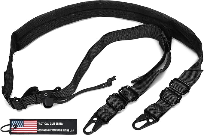 WarBull 2 Point Rifle Sling, Quick Adjust Gun Sling with HK Hook, Soft Shoulder Pad Traditional Sling for Rifle Shotgun Camera Crossbow Hunting Shooting and Outdoor Sports with Keychain Gift
