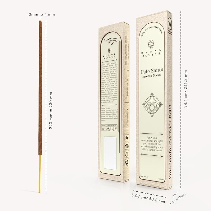 Palo Santo Incense Sticks, Organic Hand Dipped Incense, Natural Herbs & Aromatic Ingredients, Contain 40 Sticks Inside, Burn Time 45-60 Min, Spiritual Gifts, Incense by Karma Pledge