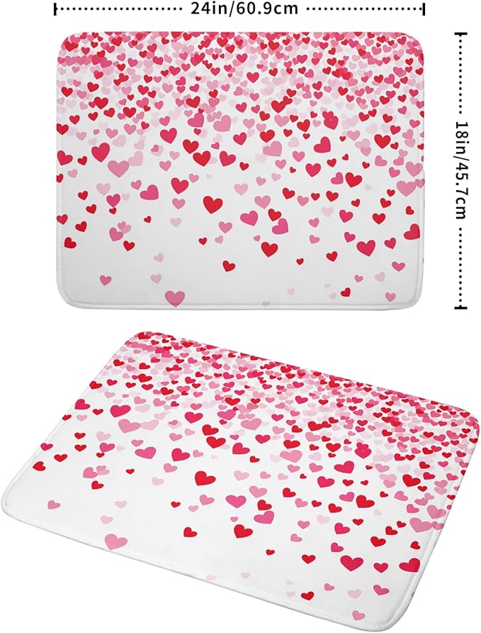 Valentine's Day Dish Drying Mat for Kitchen Counter Love Heart Kitchen Dish Drying Pad 18”x24” Absorbent Reversible Happy Valentine Dishes Drainer Pad Dish Drying Rack Mat for Countertop