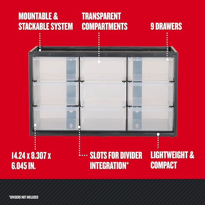 CRAFTSMAN Storage Organizer Bin System, 9 Compartment, Plastic (CMST40709) (Pack of 2)