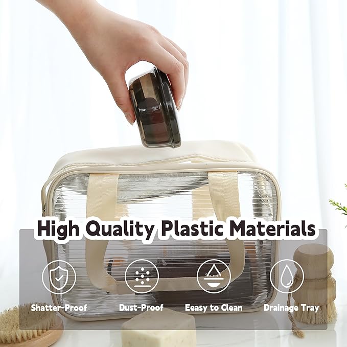 Travel Soap Case, Travel Soap Container with Drain Tray, Shampoo Bar Case with Lid for Shower, Traveling, Camping (Clear Black)
