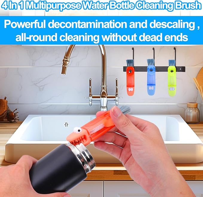 XANGNIER 4 in 1 Cup Lid Gap Cleaning Brush Set,Multifunctional Water Bottle Lid Cleaner Brush,3 Pack Water Bottle Crevice Cleaning Tool,Tumbler Lid Cleaner Brush for Stanley/YETI Cup,Kitchen Gadgets