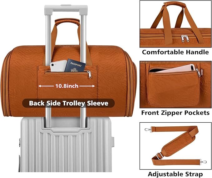 Convertible Garment Duffel Bags for Travel - Carry on Garment Duffle with Toiletry Bag Storage Bag Large Travel Duffel Bag 2 in 1 Hanging Suit Bag Weekender Bag for Men Women 3pcs Set