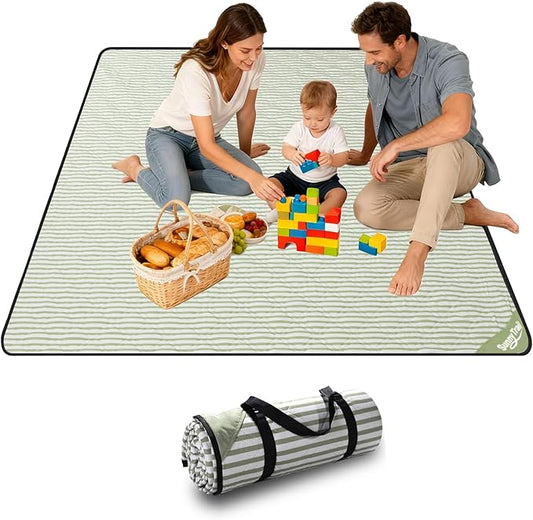 Extra Large Waterproof Picnic Blanket 80"x80" – Sandproof Outdoor Mat for Beach, Park, Grass, Lawn, Camping, Wedding Registry Must Have, Foldable & Portable Rug for Family Picnics