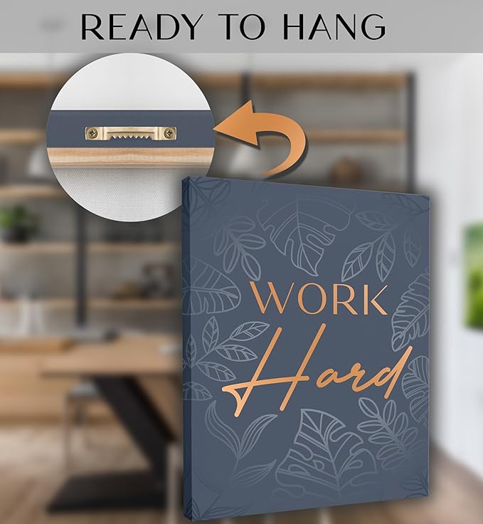 Inspirational Wall Décor for Office, Bedroom, Living Room - 3pc Motivational Poster Set - Framed Canvas - 12.5 x 15 Inch Wall Art