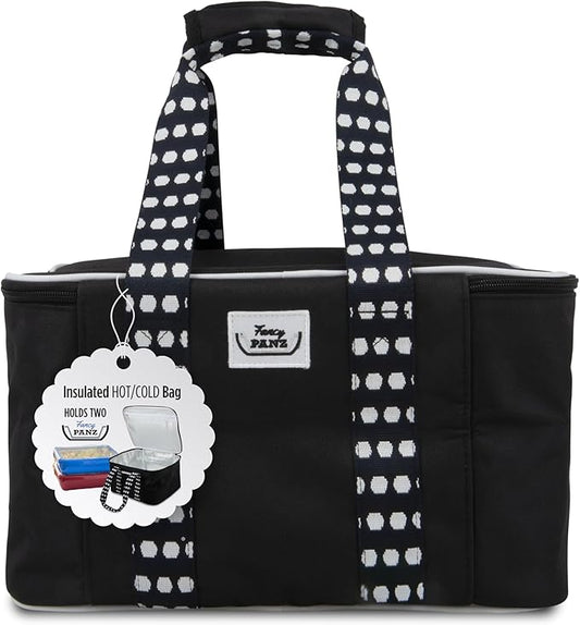 Fancy Panz - Black Insulated Casserole Carrier Bag - Insulated Thermal Bags for Hot & Cold Food Holds 2 Standard Size Fancy Panz - 2 Pockets - Food Container - Hosting Essentials
