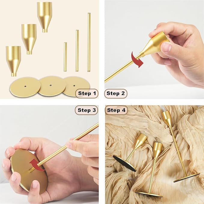 Matte Gold Candle Holders Bulk Painted Gold Metal Candlesticks Fit 0.8 Inch Taper Candles Decorative Metal Candelabra for Wedding Home Holiday Anniversary Party Dinning Table Decors (Set of 24)