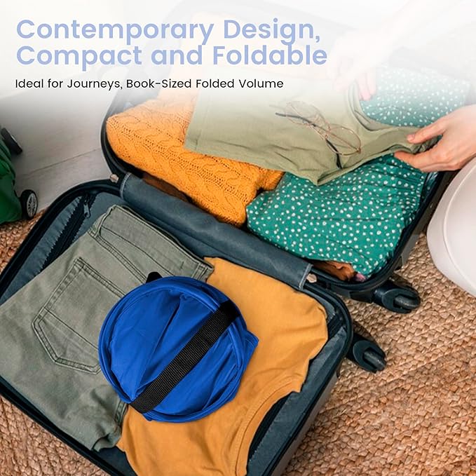 HOUSE AGAIN Upgraded Pop-up Laundry Hamper, Collapsible Laundry Basket with Durable Handles Solid Bottom High Steel Frame, Portable Foldable Dirty Clothes for Dorm, Laundry room Travel, Blue