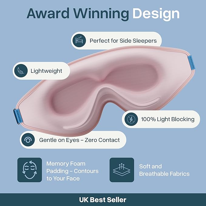 MyHalos® Sleep Mask - Eye Masks for Sleep - 100% Blackout Sleeping Mask for Women, Men & Side Sleepers - 3D Sleeping Eye Mask for Zero Pressure - Award Winning Design, Eyelash Friendly & Breathable