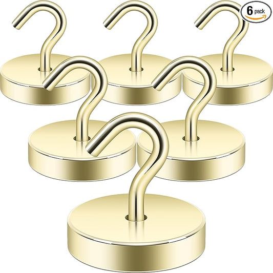 Neosmuk Magnetic Hooks, Cruise Ship Essentials, 100lb+ Heavy Duty Magnetic Hooks for Cruise Cabins, Refrigerator, Grill, Hanging, and Travel | Extra Strong Must-Haves Magnet Hook,Gold