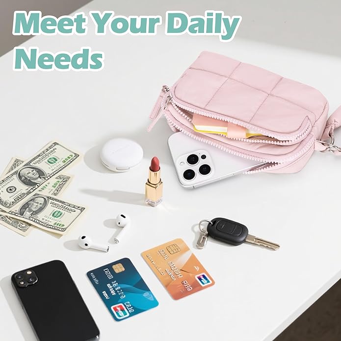 Wristlet Wallets for Women, Small Puffy Wristlet Purses with Zipper, Travel Credit Card Holder Phone Organizer Bag