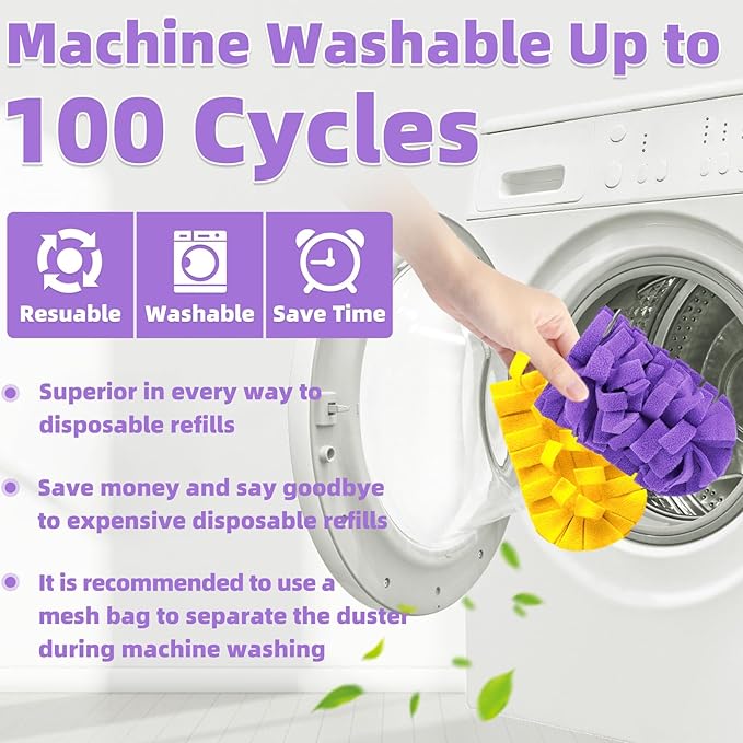 18 PCS Fleece Reusable Duster Refills for Swiffer, Washable Heavy Duty Duster Pads, 360 Cleaning Pads for Fan, Window, Furniture, Floor(Include 1 Handle)