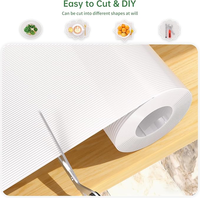 Shelf and Drawer Liner for Kitchen Cabinet, Non-Adhesive 24in x 240in Waterproof Durable Thickened EVA Material Easy-to-Cut Contact Paper Non Slip Mat for Refrigerator, Cupboard, Dresser