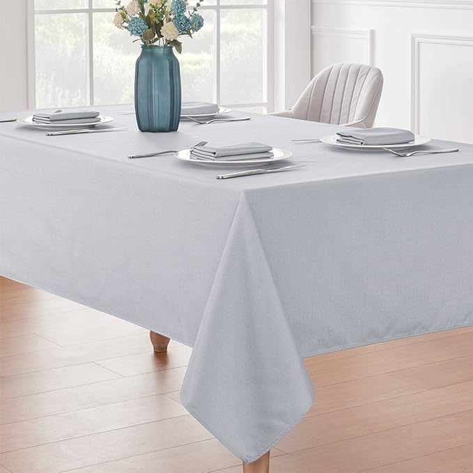 Textured Rectangle Tablecloth 60x120 inch Table Cloth Water Resistant Wrinkle Free Spill-Proof, Decorative Fabric Table Cover Washable for Banquet Parties Event Holiday Dinner, Light Grey