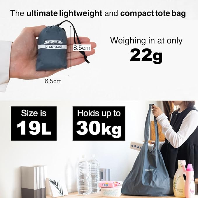 Compact Reusable Grocery Tote Bag – Lightweight, Foldable & Packable Shopping Bag for Travel