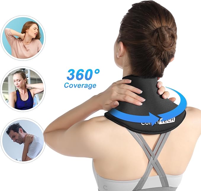 ComfiTECH Neck Ice Pack Wrap Gel, Cooling Pad for Cervical and Shoulder, Medium, 2 Packs