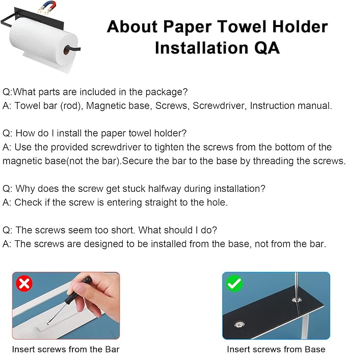 Paper Towel Holder Magnetic, Magnetic Paper Towel Holder for Fridge, Toilet Paper Roll Holder Magnet Towel Rack Wall Mount Shelf Bar for Towels Rolls Home Kitchen RV Dorm Wall Decor, White 2 Pack