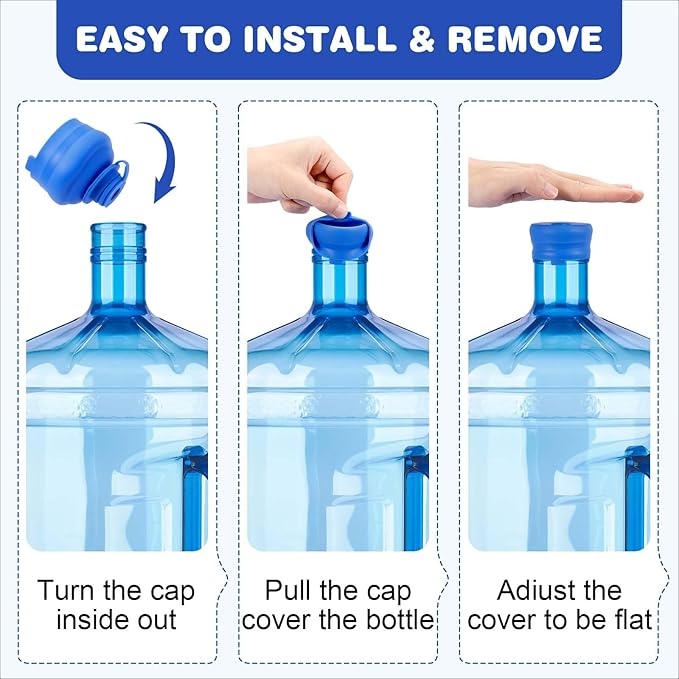 (3 Pack) 5 Gallon Water Jug Cap,Silicone Reusable Replacement Cap, Non Spill Bottle Caps for 55mm Bottle Water Dispenser Caps