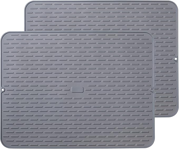 To encounter Silicone Dish Drying Mat - Extral Large 20" x 16" - Set of 2 Flexible Rubber Drying Mat, Heat Resistant Silicone Trivet, Countertop Mat, Dish Draining Mat, Sink Mat