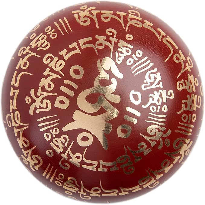 Tibetan Singing Bowl Set - Easy To Play for Beginners - Authentic Handcrafted Mindfulness Meditation Holistic Sound 7 Chakra Healing Gift by Himalayan Bazaar (Crimson)