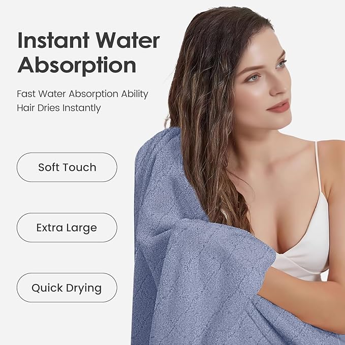 JML Microfiber Bath Towels, Ultra Soft, Super Absorbent, Fast Drying, No Fading, Large Body Towel Set for Shower, Gym, Suana, Sport, Travel, Fitness, SPA,Yoga (Coral Fleece Blue, 30 in x 60 in)