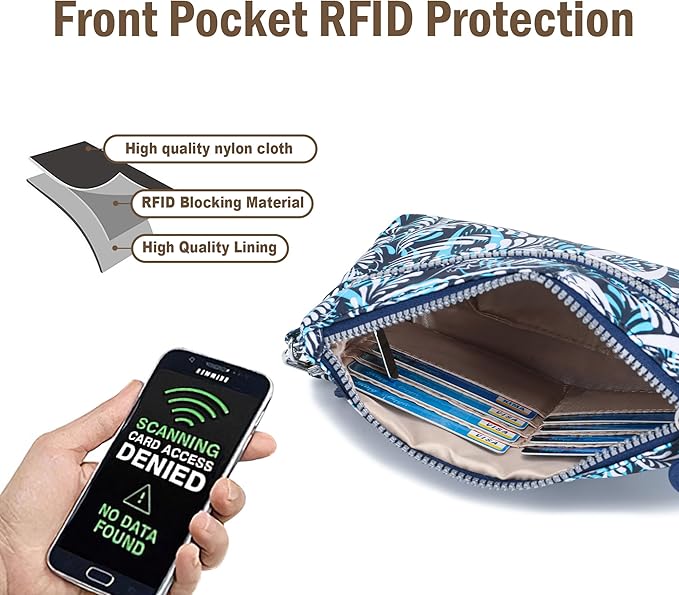 AOCINA Small Wristlet Wallet for Women RFID Blocking Crossbody Purse Gifts for Valentine's Day Nylon Cell Phone Purses