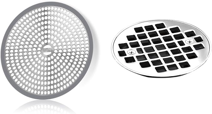 LEKEYE Shower Hair Catcher Drain Protector Strainer - Steel & Silicone 2 Pack
