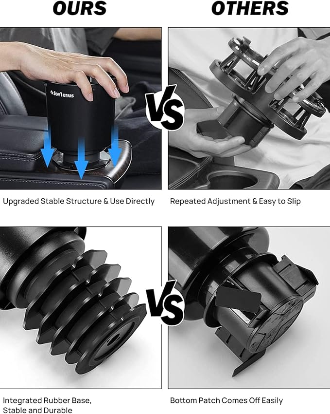 JOYTUTUS Upgraded Car Cup Holder Expander with Offset Base, Compatible YETI Ramblers, Hydro Flask, Large for Hold 18-40 oz Bottles and Mugs, Other in 3.4-3.8 inch