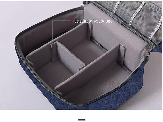 Cable Organizer Bag for Women or Men, Electronic Accessories Carry Case Portable Waterproof Double Layers All-in-One Storage Bag for Cord, Charger, Phone, Earphone (Navy Blue)