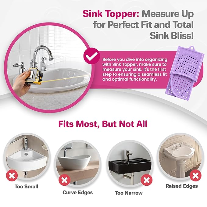 Sink Topper Bathroom Sink Cover for Counter Space & Storage Saver | RV Must Haves | Silicone Foldable Beauty Makeup Brush Cleaning Mat | Hot Tools Organizer | RV Sink Cover | Large, Lavender