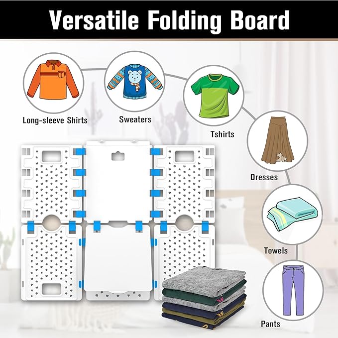 BoxLegend V4 Shirt Folding Board T-Shirt Folder Thickened Widened Lengthened Elevated Save Closet Space Unified Shirt Size PP Durable Plastic Helper Tool for Adults Children XS, 28.7''x23.8'' White