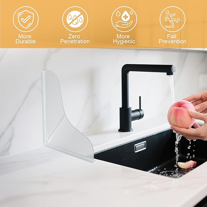 Mofason Silicone Shower Splash Guard, Clear Bathtub Corner Splash Guard, Bathroom Shower Water Guard Can Be Used in Washbasins, Tubs, Sinks, Etc. - 2 Pack